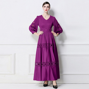 跳舞拍照好看很仙的大摆仙女连衣裙名媛明星走秀超长大码晚礼服女