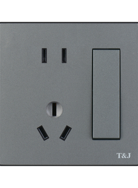 天基电气HD系列86型10A五孔电源插 带开关插座双控面板铂金灰色