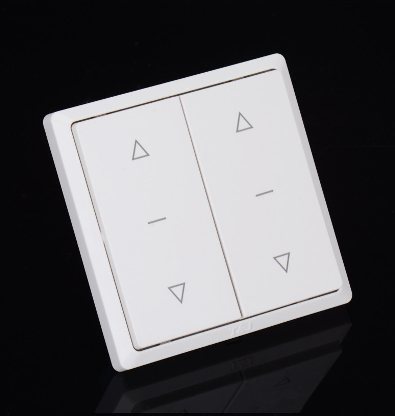 hc2782 86型二位电动窗帘回弹式开关 墙壁自动复位面板白灰黑色选