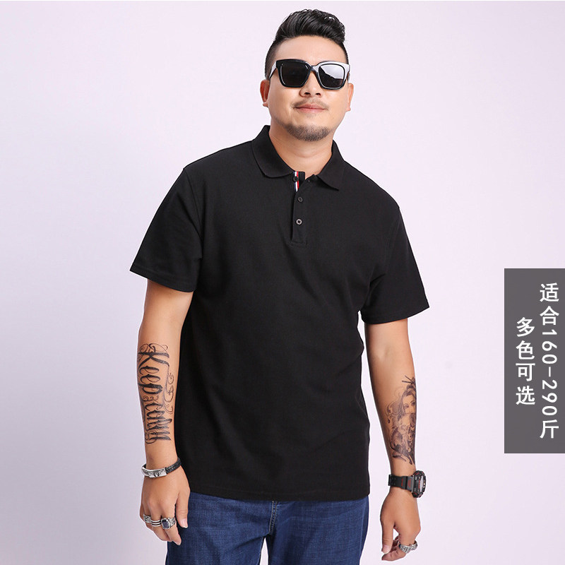 300斤胖人男装薄款商务翻领短袖男胖子加肥加大码T恤有领上衣8X