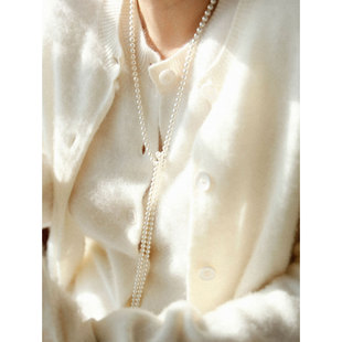 A'1st编辑店 绝美氛围感羊绒拉绒白色针织开衫+背心两件套女套装