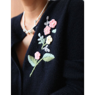 复古立体钩花刺绣针织开衫 法式 温柔风加厚超好看毛衣 1st编辑店