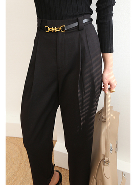 清货特价 高端精纺羊毛西装裤高腰显瘦九分裤萝卜裤女裤子