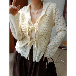 镂空钩花系带白色马甲温柔慵懒风叠穿针织背心 法式 1st编辑店