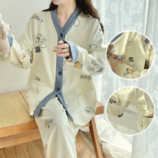 春夏季 300斤孕妇家居服 莫代尔哺乳睡衣产后喂奶4月份5月子服6大码