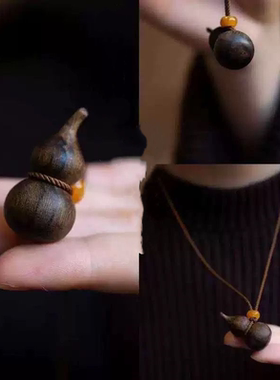 轻奢高级感木质葫芦毛衣链吊坠女