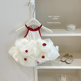 2026新款女童裙子夏款儿童蘑菇公主裙吊带网纱礼服女孩可爱连衣裙