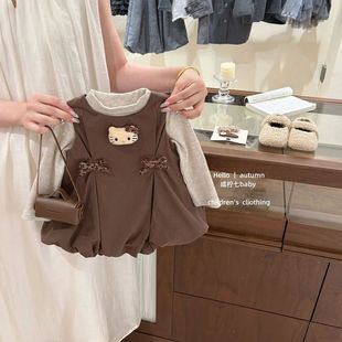 背心裙花苞裙女宝宝可爱连衣裙两件套 韩系套装 2025女童春秋季 新款