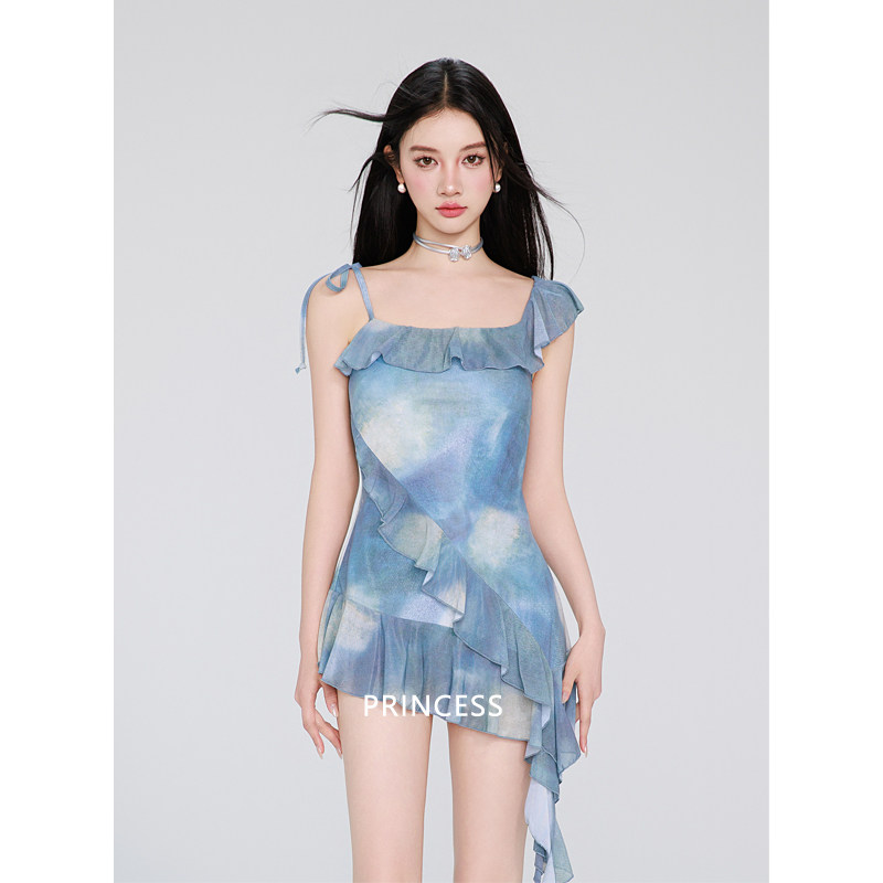 在逃公主2025新款扎染辣妹风高级感露背连体裙式遮肉显瘦游泳衣女,运动/瑜伽/健身/球迷用品,连体泳衣,淘宝优惠券,粉丝福利购,淘宝优惠卷