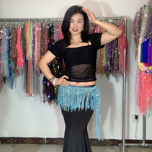 小妍家新款 满钻纯手工制作不掉钻初学者演出臀巾 肚皮舞臀巾直条款