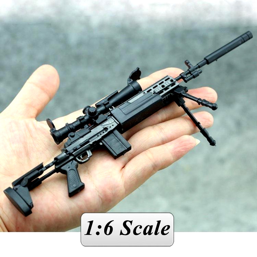 MK14狙击枪1比6模型1/6兵人玩具4D拼装绝地求生战地游戏MG42摆件