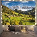 阿尔卑斯山现代风景背景布山水画装 饰客厅挂布卧室墙布挂毯画布