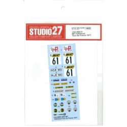 Studio 27 水贴1/24 BMW 2002TI #61 Tour de France 1971 DC1215