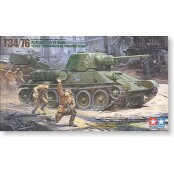 田宫拼装战车模型 1/35 苏联T-34/76中型坦克车带士兵 35149
