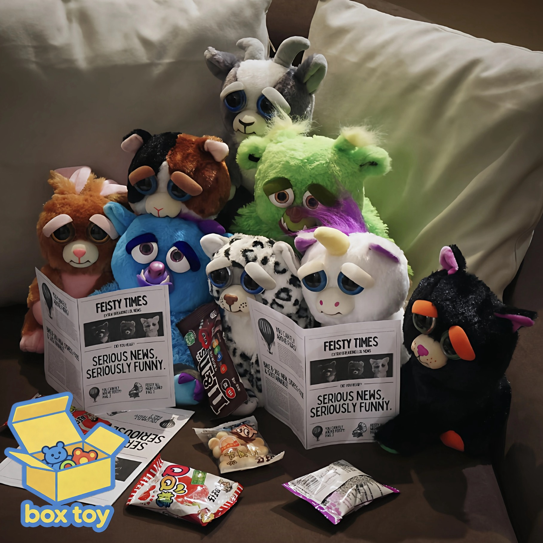 美国FEISTY PETS正品潮玩中号毛绒变脸玩偶公仔玩具礼物宠物娃娃