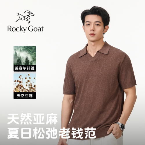 夏季老钱风亚麻针织Polo衫短袖男