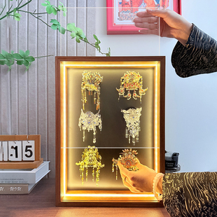 中空7cm冰箱贴磁吸收纳相框博物馆文创展示板立体抽拉玻璃带灯