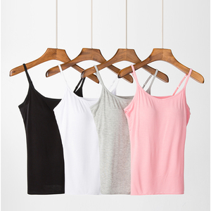 莫代尔带胸垫吊带背心女无钢圈免文胸罩杯一体大码休闲内衣打底衫