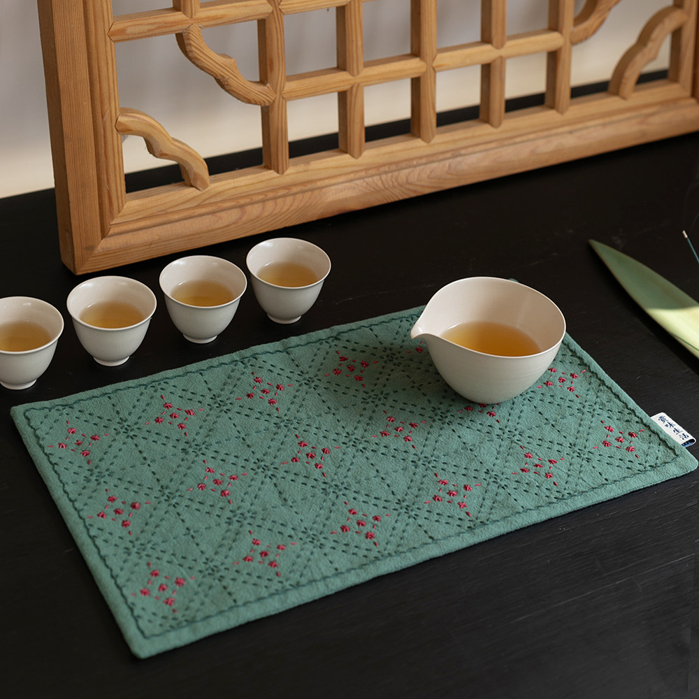 赏味生活枡纹 刺子绣茶席材料包送友礼物杯垫自绣手工DIY解压刺绣