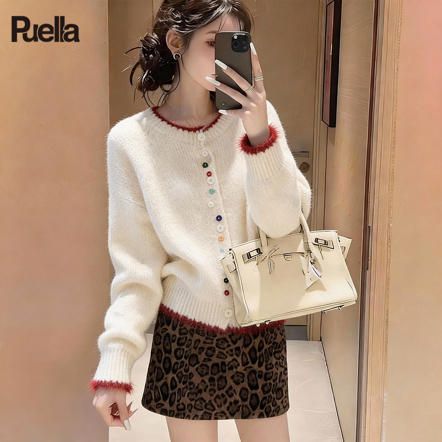 拉夏贝尔Puella温柔风小众毛衣开衫女韩系宽松上衣外搭针织衫外套,女装/女士精品,羊绒衫,淘宝优惠券,粉丝福利购,淘宝优惠卷