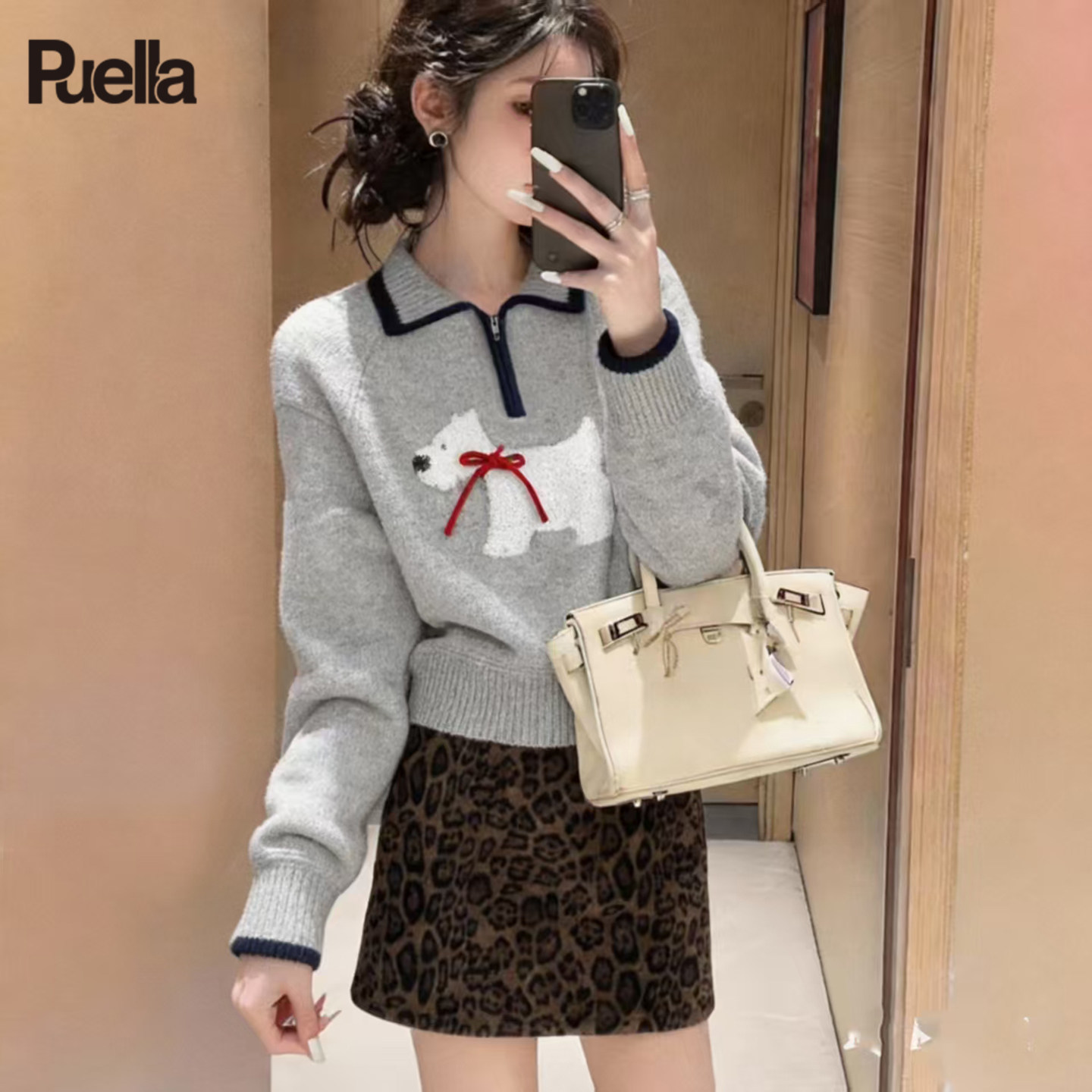 拉夏贝尔Puella狗针织衫毛衣女秋冬翻领内搭打底加厚小个子上衣,女装/女士精品,羊绒衫,淘宝优惠券,粉丝福利购,淘宝优惠卷