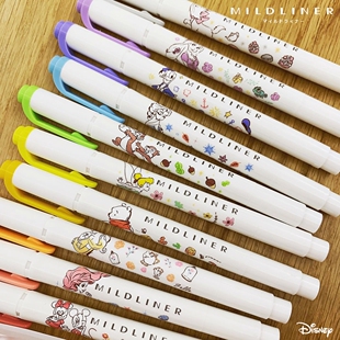 日本ZEBRA斑马WKT7迪士尼联名限定公主维尼套装双头荧光记号笔