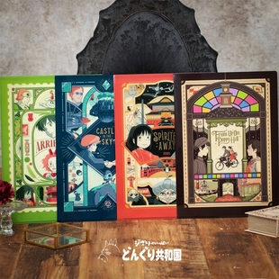 日本制MOVIC吉卜力宫崎骏动画限定第二弹复古烫金L形A4单片文件夹