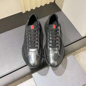 高端品质欧洲站男士休闲鞋时尚百搭织物拼接系带轻质舒适运动潮鞋