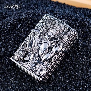 佐罗重盔甲不动明王煤油打火机镂空浮雕砂轮复古防风翻盖男士礼品
