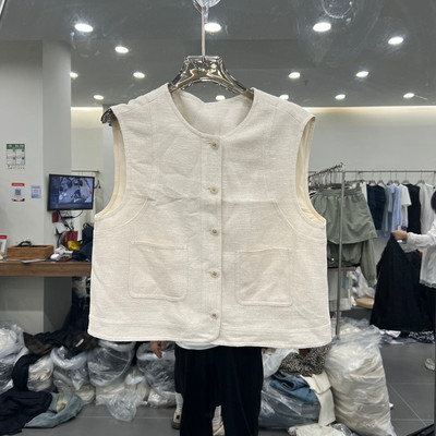 欧洲站春圆领新中式无袖马甲女款