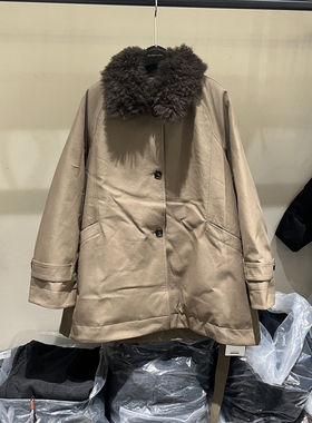 欧洲站2025冬季新款时尚翻毛领皮毛一体鹅绒外套女款欧货89351