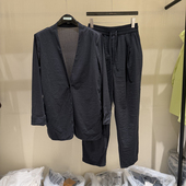 新款 两件套女款 时尚 松紧腰抽绳裤 欧货5968 V领外套 欧洲站2026春季