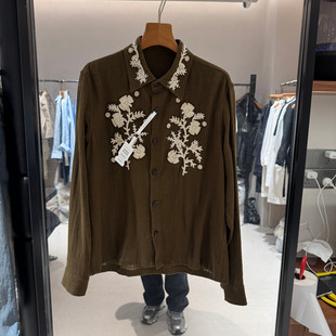 欧洲站2026春季新款时尚翻领单排扣重工刺绣花朵衬衫女款欧货9583