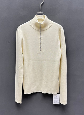 欧洲站2025冬季新款时尚半高领简约拉链羊毛针织衫女款欧货251136