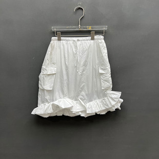 欧洲站2026春季新款时尚松紧腰抽绳口袋工装风半身裙女款欧货0078