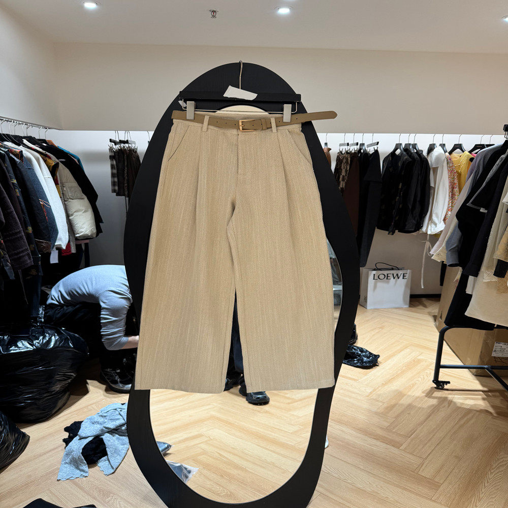 欧洲站2026春季新款时尚高腰纯色简约风配腰带休闲裤女款欧货3673