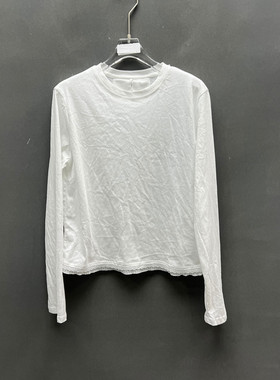 欧洲站2026春季新款时尚圆领纯色蕾丝拼接长袖T恤女款欧货2038P