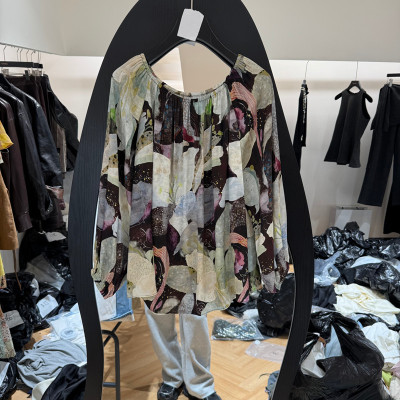 欧洲站2026春季晕染花卉衬衫女款