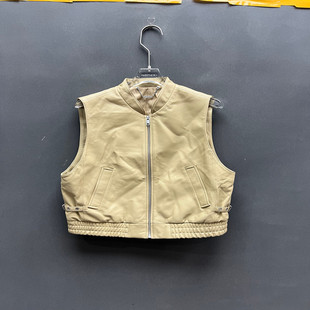 欧洲站2026春季新款时尚立领拉链无袖绵羊皮马甲女款欧货2136