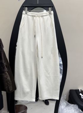 欧洲站2025冬新款极简高腰抽绳宽松阔腿卫裤女显瘦休闲裤68050