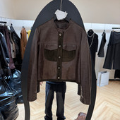 外套女款 欧洲站2026春季 立领拼接绵羊皮短款 时尚 欧货6006 新款