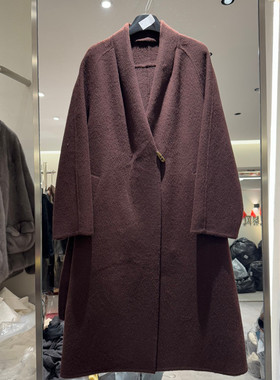 欧洲站2025冬季新款时尚V领长袖双面骆驼绒大衣外套女款欧货88706