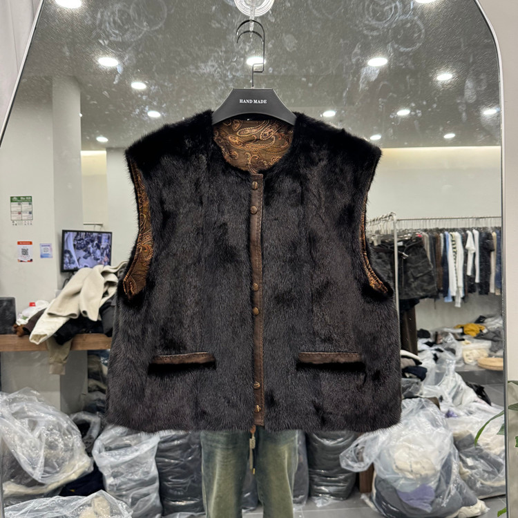 欧洲站无袖宽松水豹毛皮草马甲女