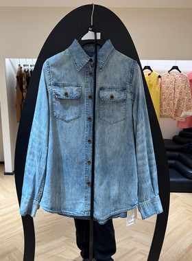 欧洲站2026春季新款时尚翻领单排扣纯棉牛仔外套女款欧货65045