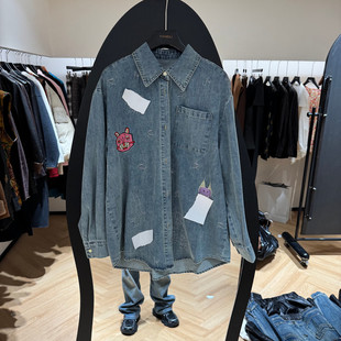 欧货26310 翻领卡通刺绣宽松百搭牛仔外套女款 欧洲站2026春季 新款