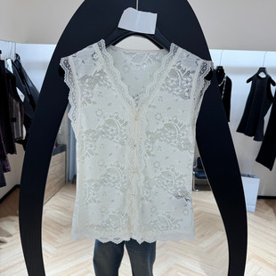 减龄蕾丝背心马甲女款 欧洲站2026春季 V领无袖 时尚 欧货5125 新款