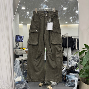 欧洲站2025冬季新款时尚高腰宽松加绒工装牛仔裤女款欧货潮70730