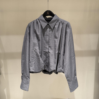 2026春季学院风格纹女衬衫单排扣