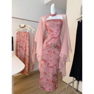 气质古风汉服挂脖连衣裙夏 复古美人 改良旗袍女新中式 国风女装