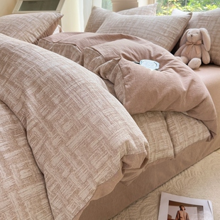 A类全棉三层纱被套四件套纯棉复古榻榻米床床单床笠床品定做订制4